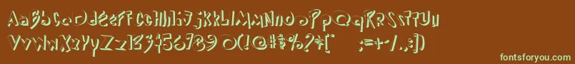 フォントDipedm – 緑色の文字が茶色の背景にあります。