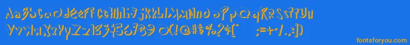 フォントDipedm – オレンジ色の文字が青い背景にあります。