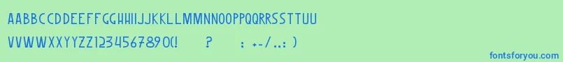 WoombleErc2006-fontti – siniset fontit vihreällä taustalla