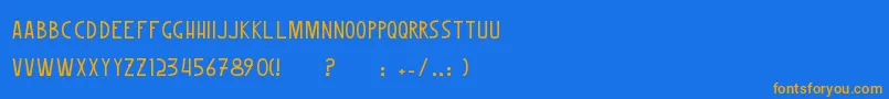 フォントWoombleErc2006 – オレンジ色の文字が青い背景にあります。