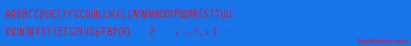 Fonte WoombleErc2006 – fontes vermelhas em um fundo azul