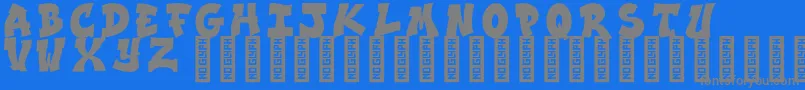 フォントNmfburnerRegular – 青い背景に灰色の文字