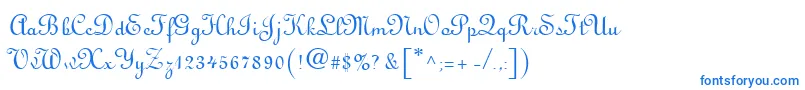 フォントVisitationRights2 – 白い背景に青い文字