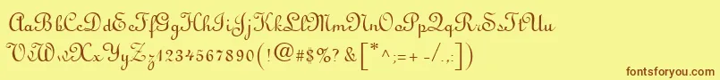 フォントVisitationRights2 – 茶色の文字が黄色の背景にあります。