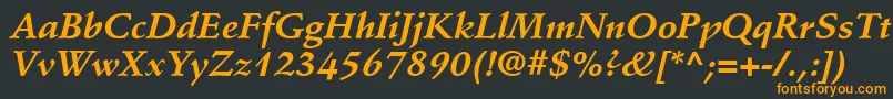 フォントStempelSchneidlerLtBoldItalic – 黒い背景にオレンジの文字