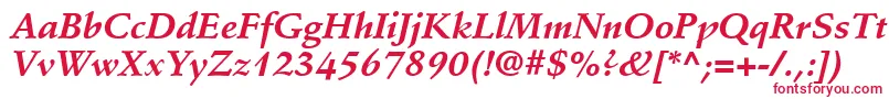 フォントStempelSchneidlerLtBoldItalic – 白い背景に赤い文字