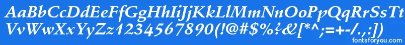 Czcionka StempelSchneidlerLtBoldItalic – białe czcionki na niebieskim tle