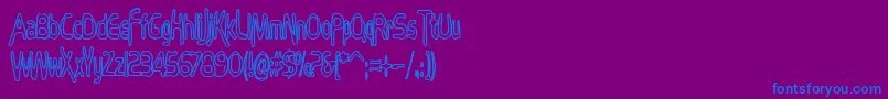 BubblyFrogHollow-Schriftart – Blaue Schriften auf violettem Hintergrund
