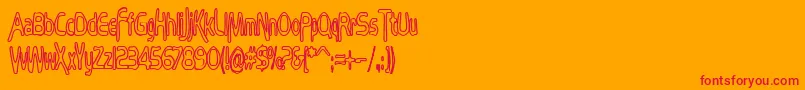 BubblyFrogHollow-Schriftart – Rote Schriften auf orangefarbenem Hintergrund