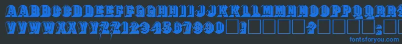 フォントSandeepRegular – 黒い背景に青い文字