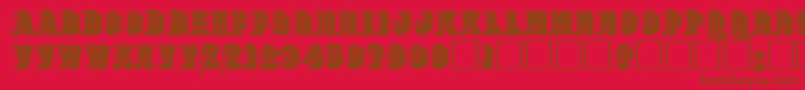 SandeepRegular-Schriftart – Braune Schriften auf rotem Hintergrund