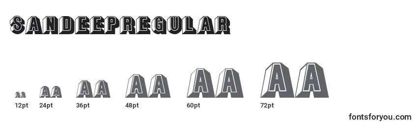 SandeepRegular Font Sizes