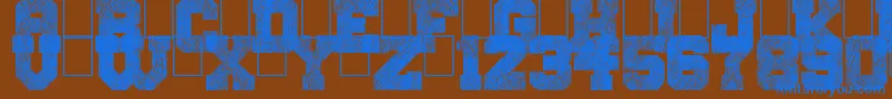 SnakeJacket-Schriftart – Blaue Schriften auf braunem Hintergrund