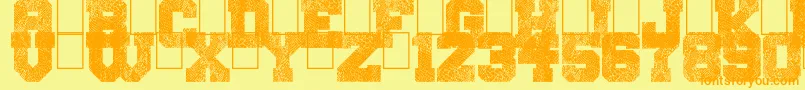 SnakeJacket-Schriftart – Orangefarbene Schriften auf gelbem Hintergrund