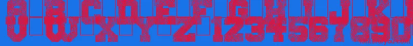 SnakeJacket-Schriftart – Rote Schriften auf blauem Hintergrund