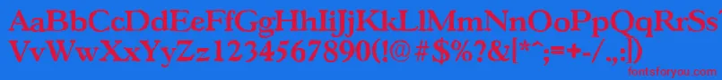 GascogneantiqueBold-Schriftart – Rote Schriften auf blauem Hintergrund