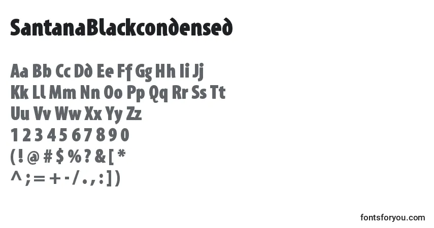 Schriftart SantanaBlackcondensed – Alphabet, Zahlen, spezielle Symbole