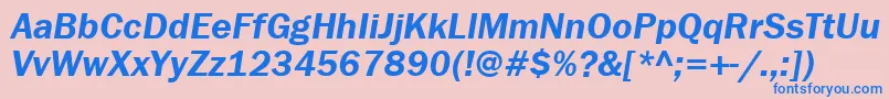 FranklingothdemigttItalic Font – Blue Fonts on Pink Background
