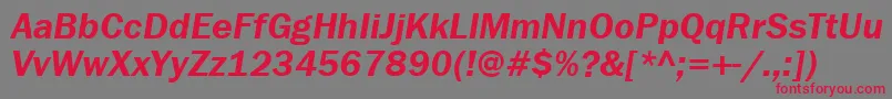 Czcionka FranklingothdemigttItalic – czerwone czcionki na szarym tle