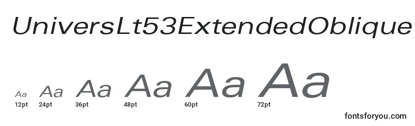 Размеры шрифта UniversLt53ExtendedOblique