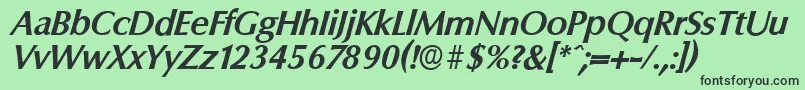 ColumbiaserialBolditalic Font – Black Fonts on Green Background