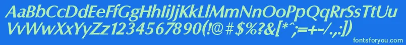 ColumbiaserialBolditalic Font – Green Fonts on Blue Background