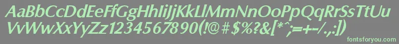 ColumbiaserialBolditalic Font – Green Fonts on Gray Background