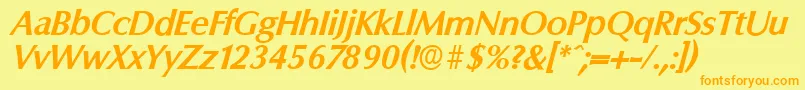ColumbiaserialBolditalic Font – Orange Fonts on Yellow Background