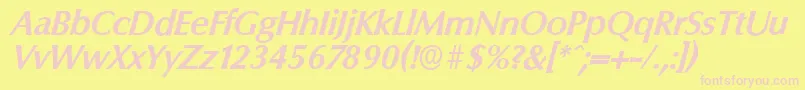 ColumbiaserialBolditalic Font – Pink Fonts on Yellow Background