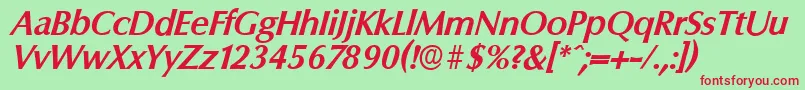 フォントColumbiaserialBolditalic – 赤い文字の緑の背景