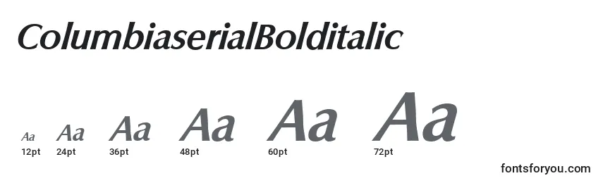 Размеры шрифта ColumbiaserialBolditalic
