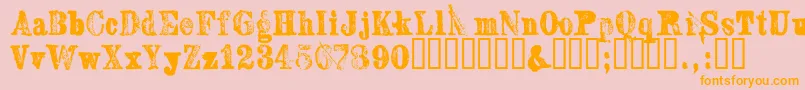 Sextonserif-Schriftart – Orangefarbene Schriften auf rosa Hintergrund