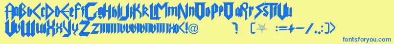 PureEvil Font – Blue Fonts on Yellow Background