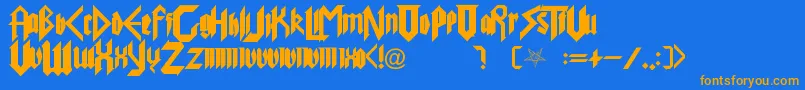 PureEvil Font – Orange Fonts on Blue Background
