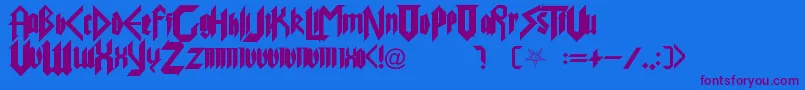 PureEvil Font – Purple Fonts on Blue Background