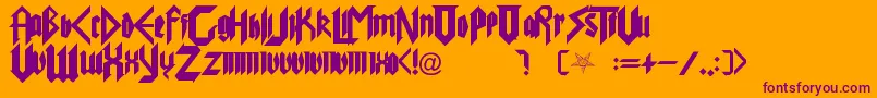 PureEvil Font – Purple Fonts on Orange Background