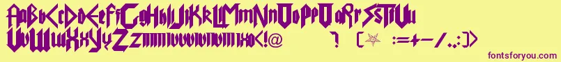 PureEvil Font – Purple Fonts on Yellow Background