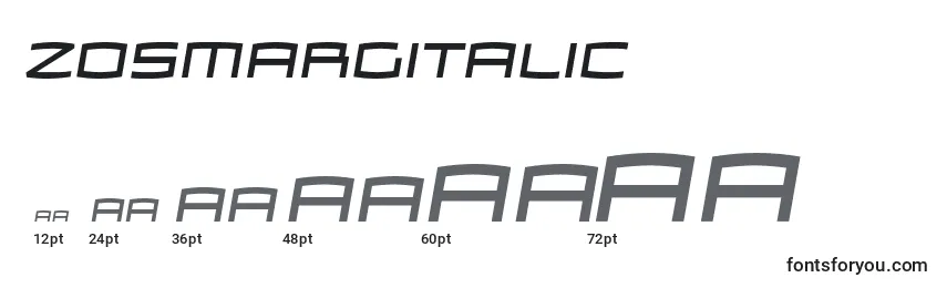 Размеры шрифта ZosmargItalic