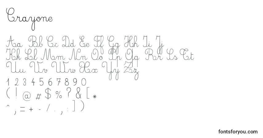 Schriftart Crayone – Alphabet, Zahlen, spezielle Symbole