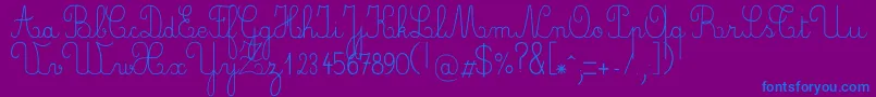フォントCrayone – 紫色の背景に青い文字