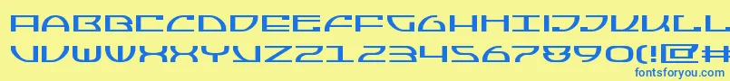 Jumptroopsexpand-Schriftart – Blaue Schriften auf gelbem Hintergrund