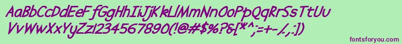 フォントAbscissa Bold Italic – 緑の背景に紫のフォント