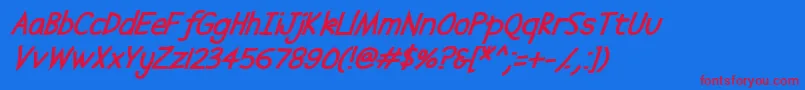Fonte Abscissa Bold Italic – fontes vermelhas em um fundo azul
