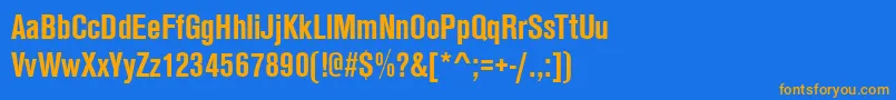 フォントAnconaCdBold – オレンジ色の文字が青い背景にあります。