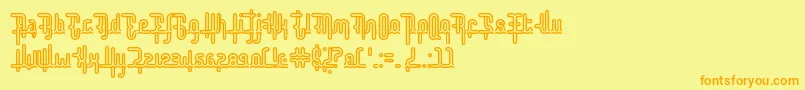 DiscoEverydayValue-Schriftart – Orangefarbene Schriften auf gelbem Hintergrund
