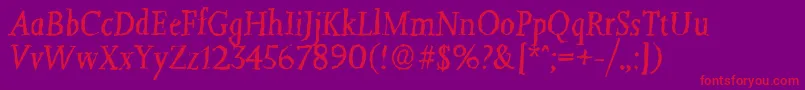 JessicarandomItalic-fontti – punaiset fontit violetilla taustalla