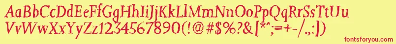 JessicarandomItalic Font – Red Fonts on Yellow Background