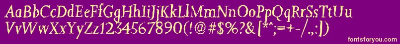 Fonte JessicarandomItalic – fontes amarelas em um fundo roxo