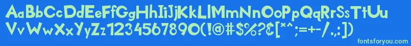 Kidzone Font – Green Fonts on Blue Background