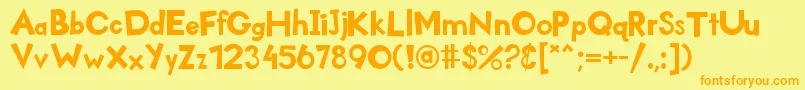 Kidzone Font – Orange Fonts on Yellow Background